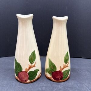 Minty 1940s FRANCISCAN Apple SALT PEPPER SHAKERS SET Oversized 6.25" ORIG CORKS